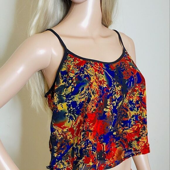 Sans Souci Colorful Crop Top with Black Liner - Picture 1 of 6